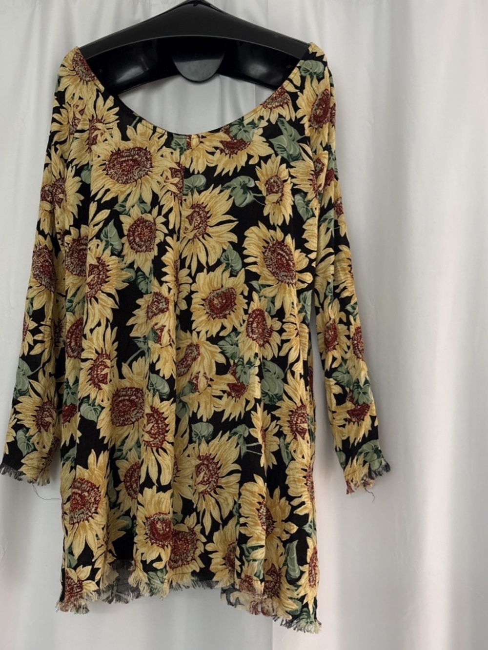SOME DAYS LOVIN Size M Black Yellow Sunflower Dress Boho Flowy Pockets